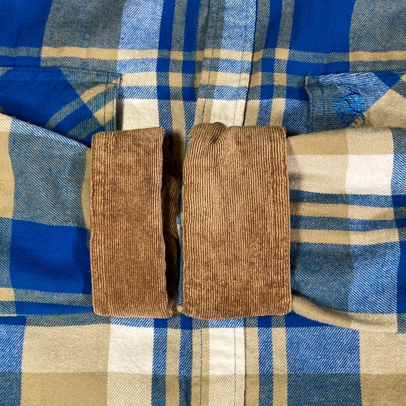 Legendary Whitetails Shirt Mens Large Blue Plaid Buck Camp Flannel Corduroy - Picture 10 of 12